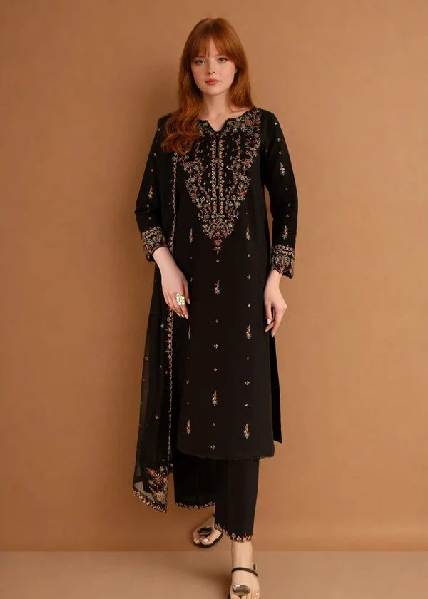 Parsa Embroidered - 3 Pieces - Black - Chaudhary Arts