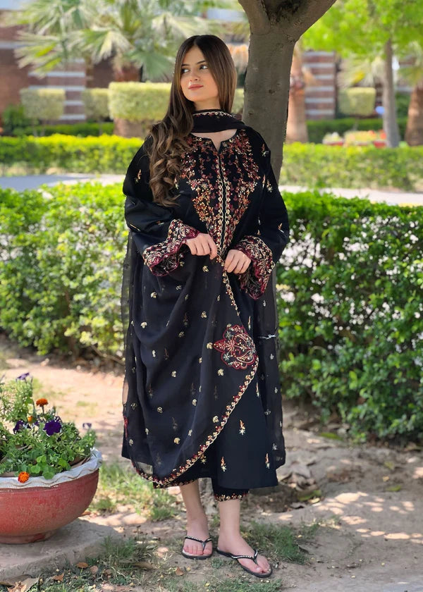Parsa Embroidered - 3 Pieces - Black - Chaudhary Arts