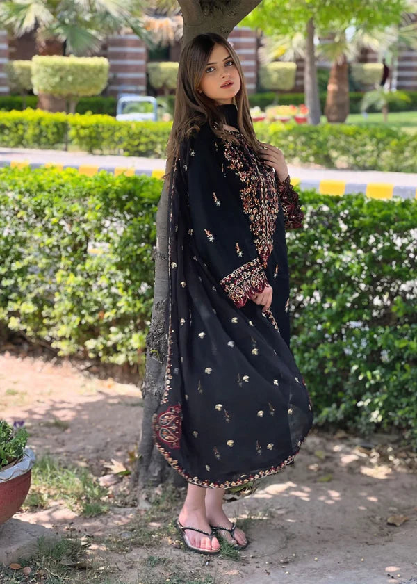 Parsa Embroidered - 3 Pieces - Black - Chaudhary Arts