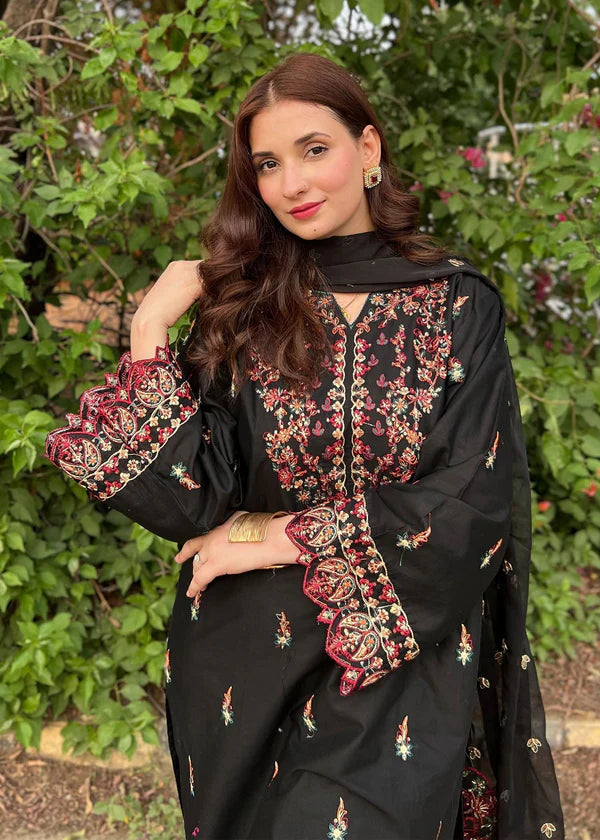 Parsa Embroidered - 3 Pieces - Black - Chaudhary Arts