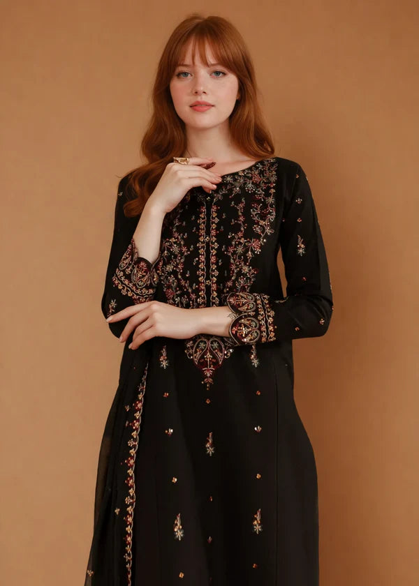 Parsa Embroidered - 3 Pieces - Black - Chaudhary Arts