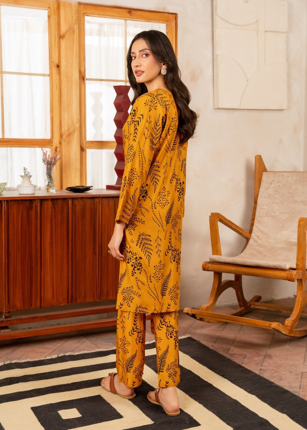 Leave printed mustard - 2pcs - Chaudhary Arts