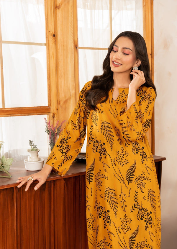 Leave printed mustard - 2pcs - Chaudhary Arts