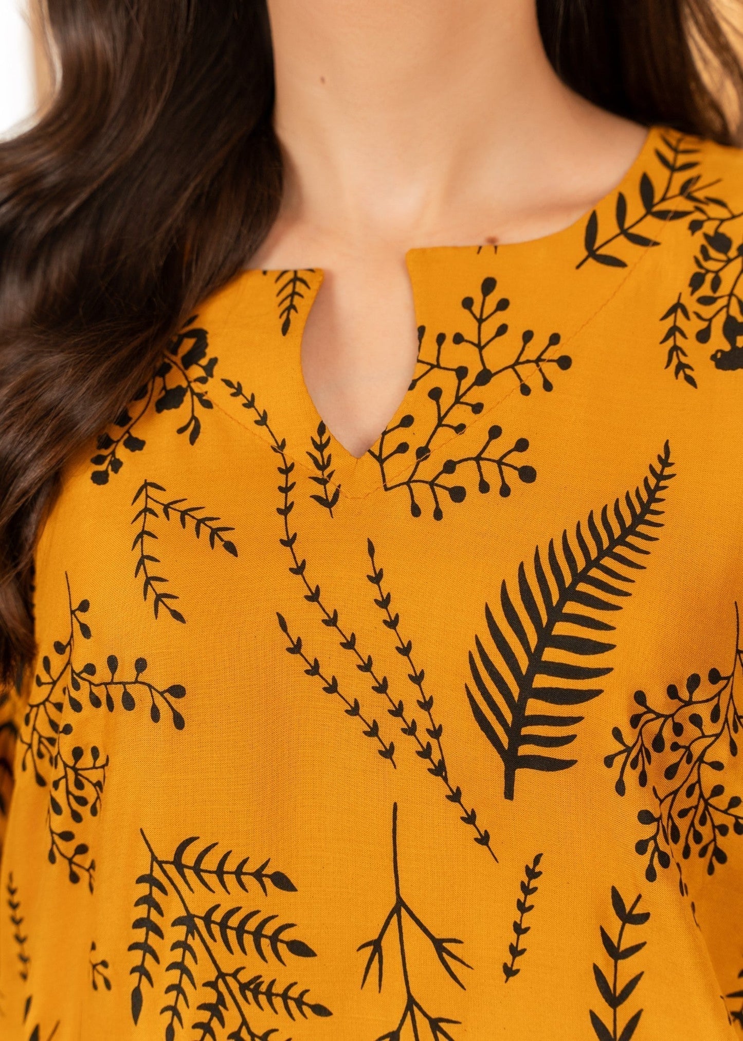 Leave printed mustard - 2pcs - Chaudhary Arts