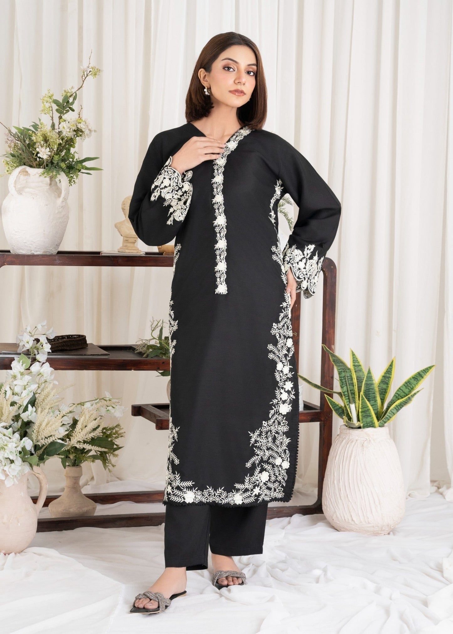 Black Eyed Embroidered - 2 Pieces - Chaudhary Arts