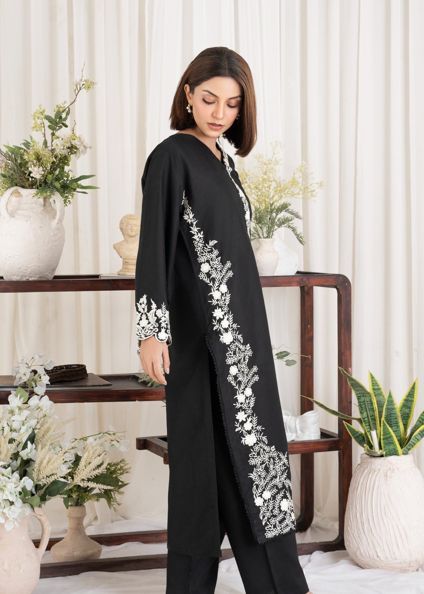 Black Eyed Embroidered - 2 Pieces - Chaudhary Arts