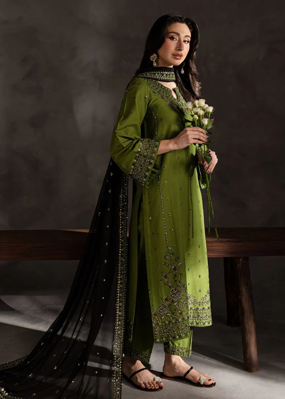 Ezzah 3pcs - Lawn Embroidered dress - Chaudhary Arts