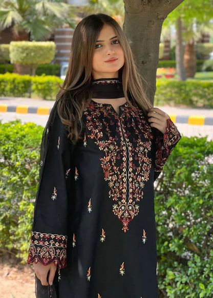 Parsa Embroidered - 3 Pieces - Black - Chaudhary Arts