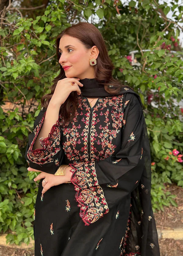 Parsa Embroidered - 3 Pieces - Black - Chaudhary Arts