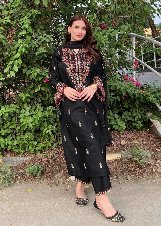 Parsa Embroidered - 3 Pieces - Black - Chaudhary Arts