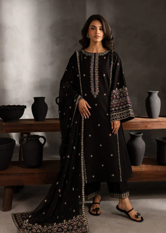 Black Orchid lawn embroidery 3 piece suit - Shehroz Fashion
